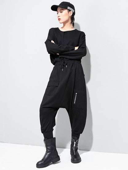 Simple Solid Elasticity Harem Pants
