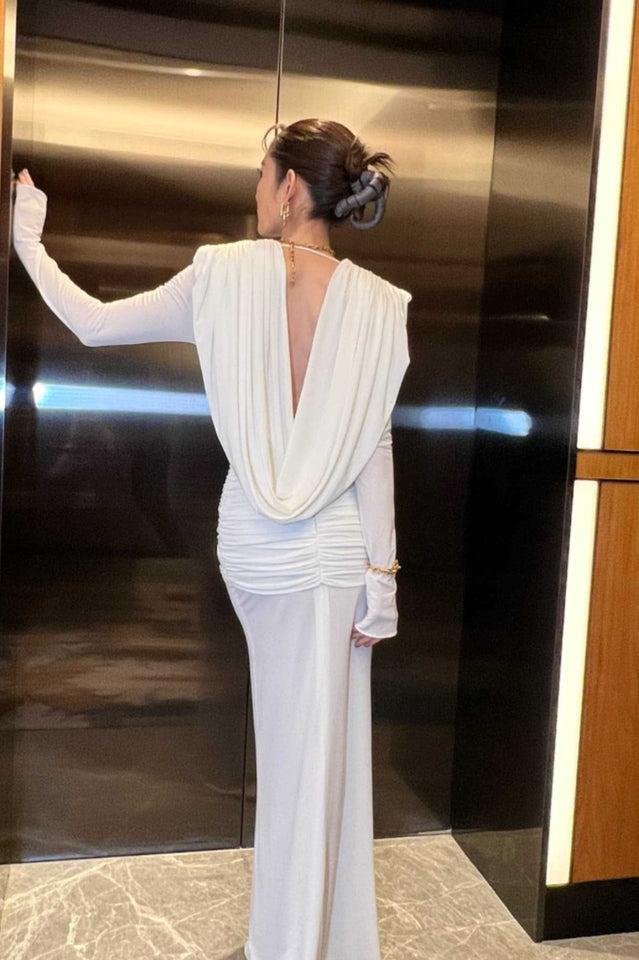 Draped Cowl Neck Maxi Dress