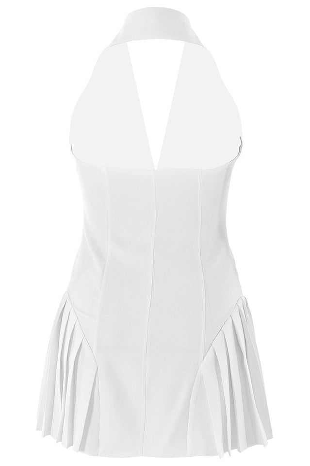 Reyna Backless Pleated Mini Dress