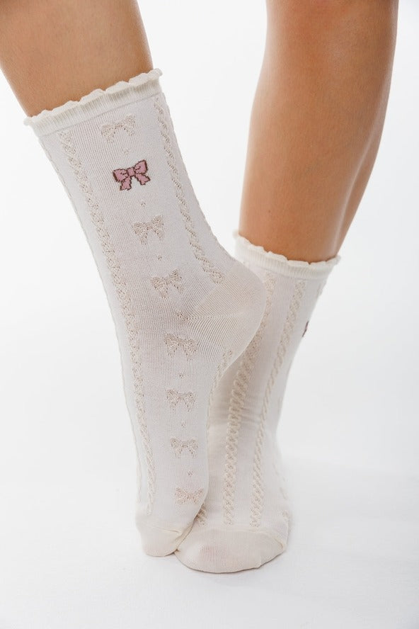 Ivory Bow Socks