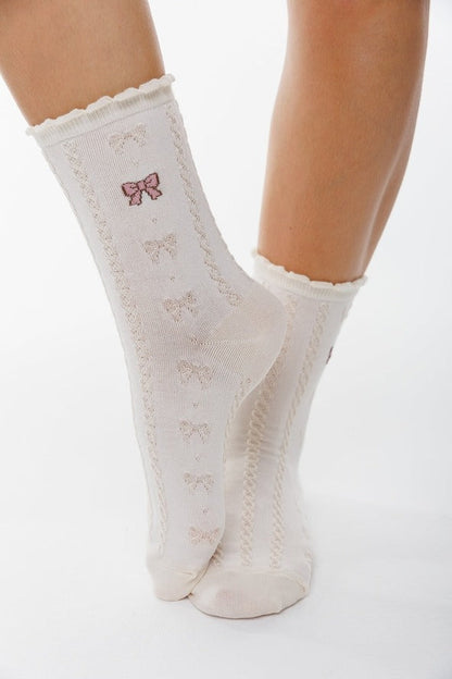 Ivory Bow Socks