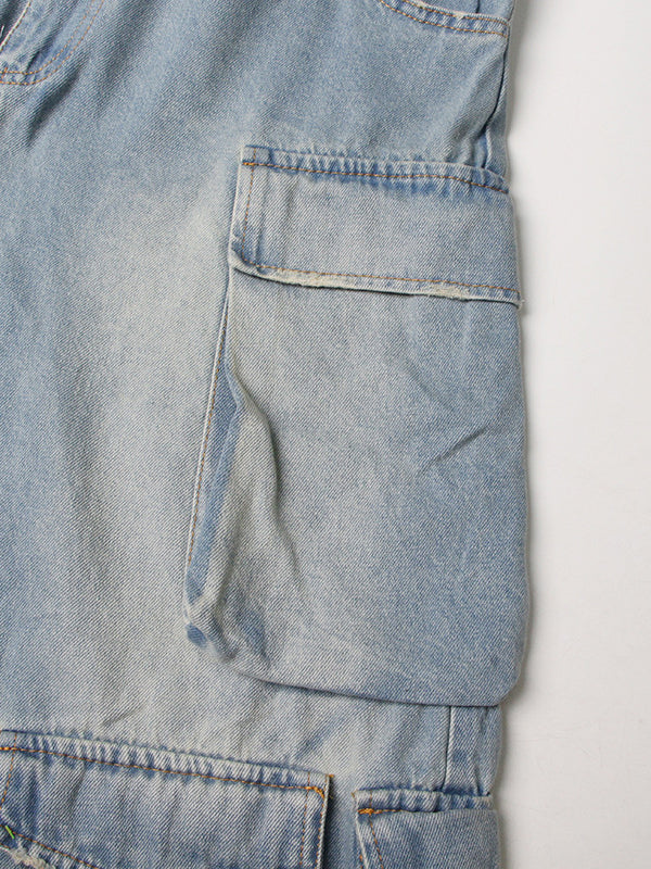 High Waisted Wide Leg Buttoned Hollow Pockets Split-Joint Tube Jumpsuits