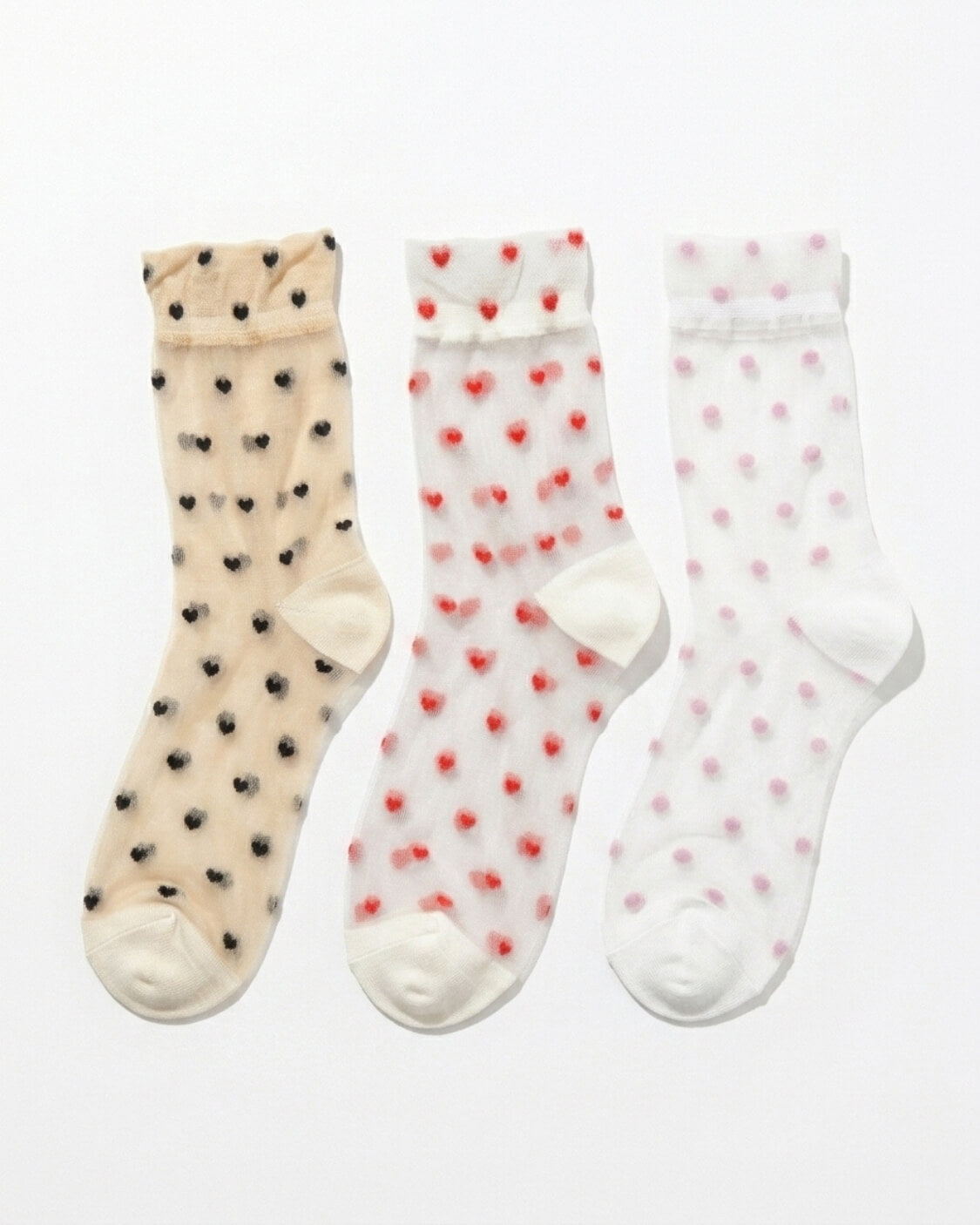 3-Pack Blushing Hearts Sheer Socks