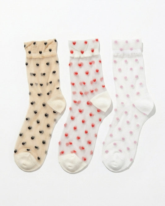 3-Pack Blushing Hearts Sheer Socks