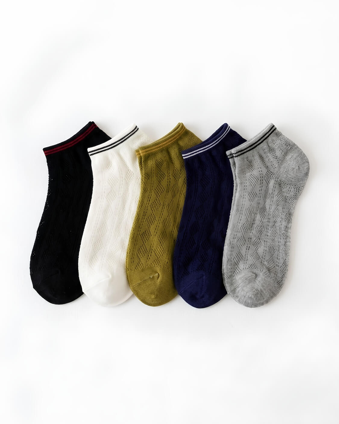 5-Pack Low Rise Diamond Lace Pattern Socks