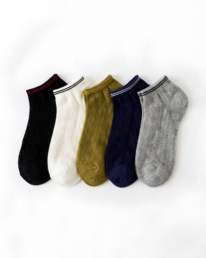 5-Pack Low Rise Diamond Lace Pattern Socks