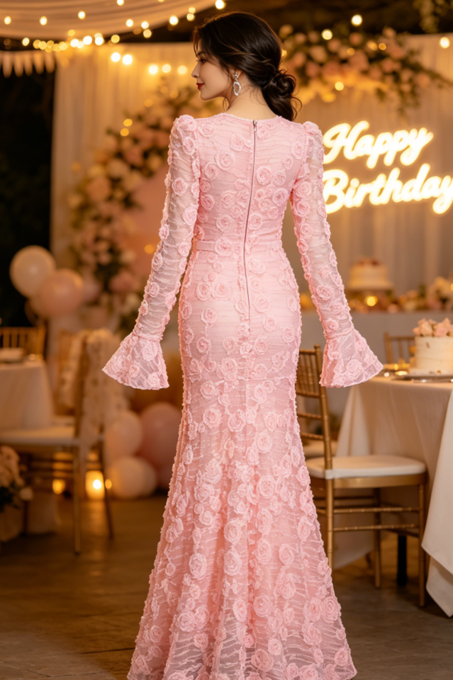 Grace 3D Rose Mermaid Maxi Dress