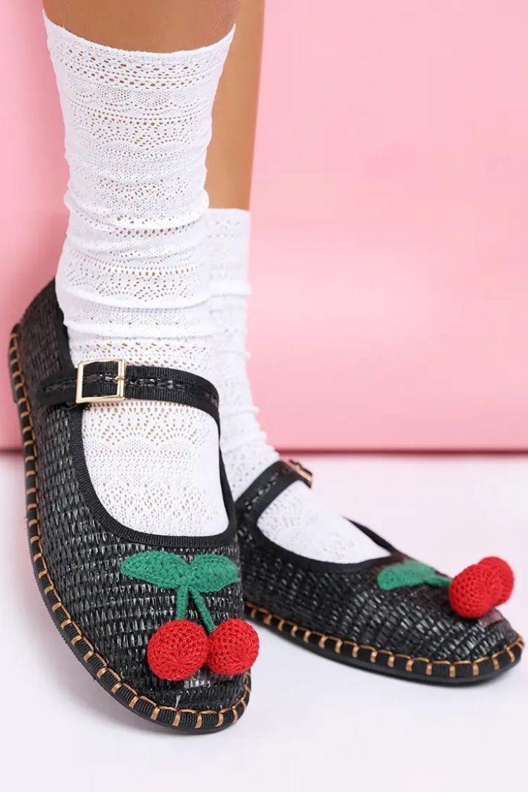 Cherry Accent Mary Jane Flats