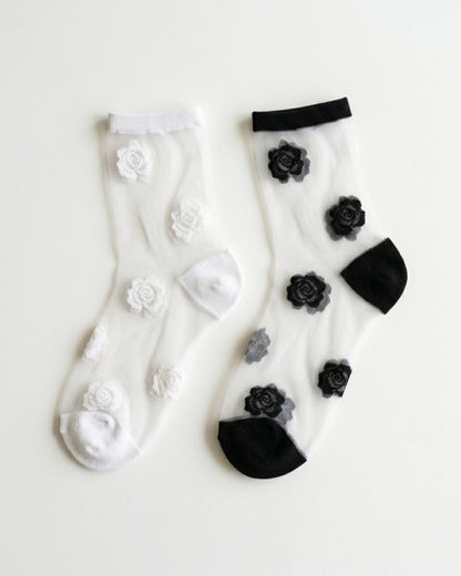 2-Pack Rosette Mesh Crew Sock
