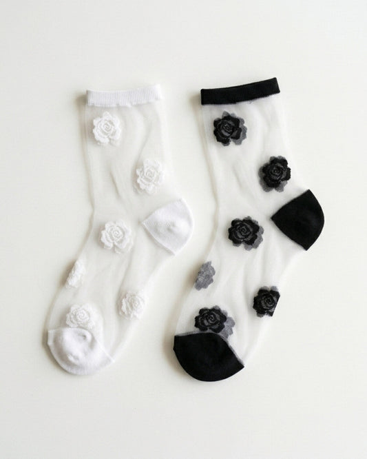 2-Pack Rosette Mesh Crew Sock