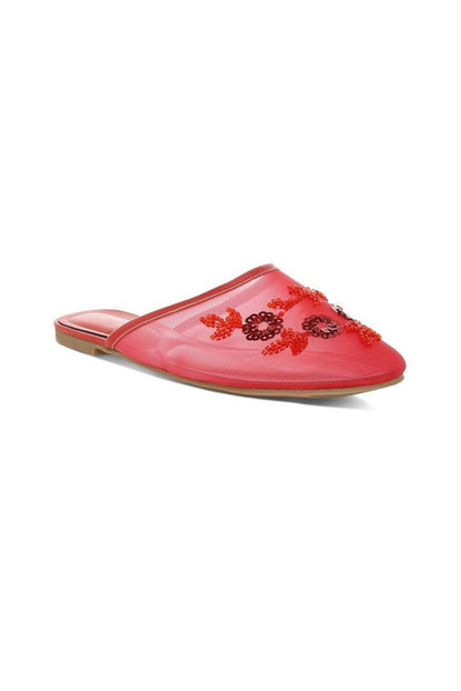 Nahra Mesh Sequin Beaded Mules