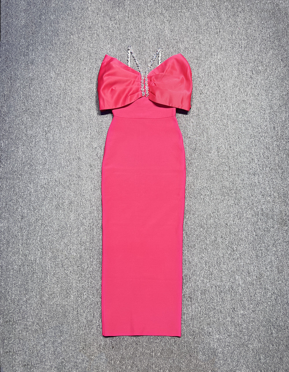 MARY Strapless Crystals Bow Maxi Dress