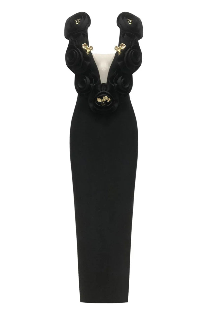 ALEXANDRA Flowers Sexy Midi Bandage Dress