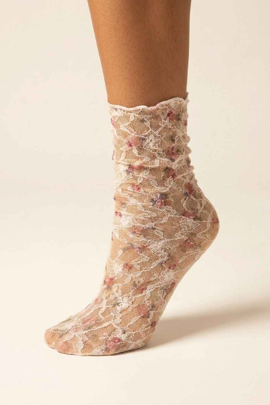 Floral Mesh Sheer Socks
