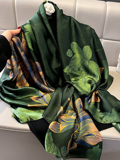 Flower Print See-Through Shawl&Scarf