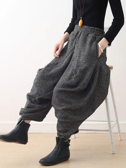 Pantalon large asymétrique en tricot épais vintage à jambes lanternes 
