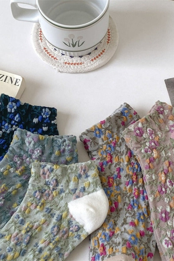 3-Pair Vintage Floral Ankle Socks