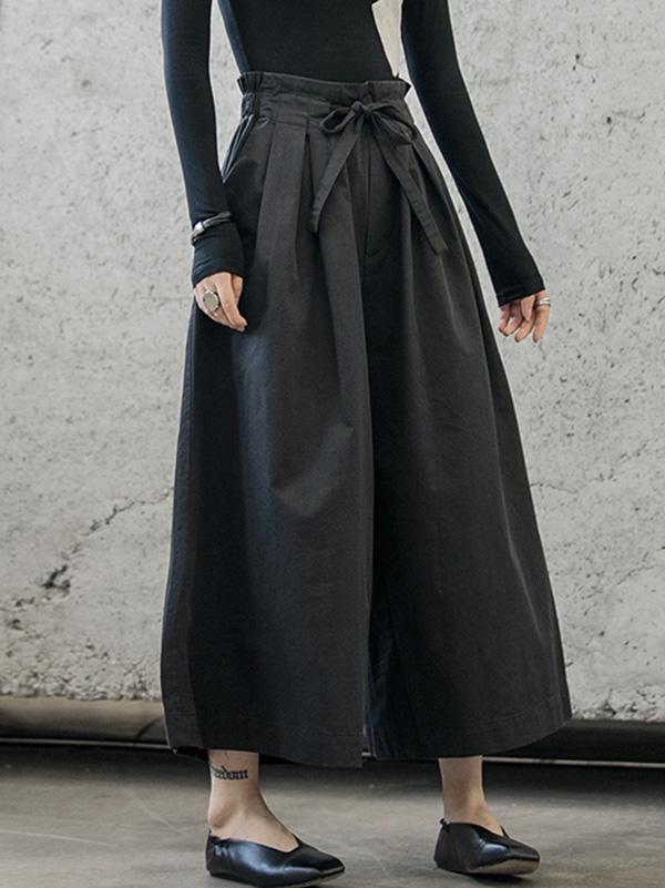 Pantalon décontracté à jambes larges style bandage rétro 