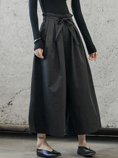 Pantalon décontracté à jambes larges style bandage rétro 