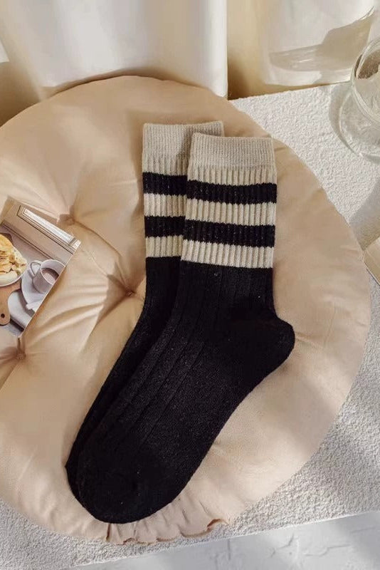 Chunky Cozy Striped Crew Socks