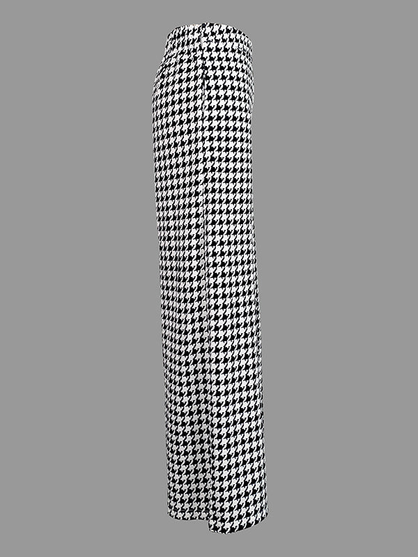 Loose Wide Leg Houndstooth Casual Pants Bottoms Trousers