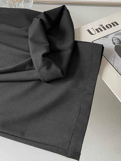 High Waisted Loose Lace-Up Pleated Solid Color Split-Joint Suit Pants Trousers