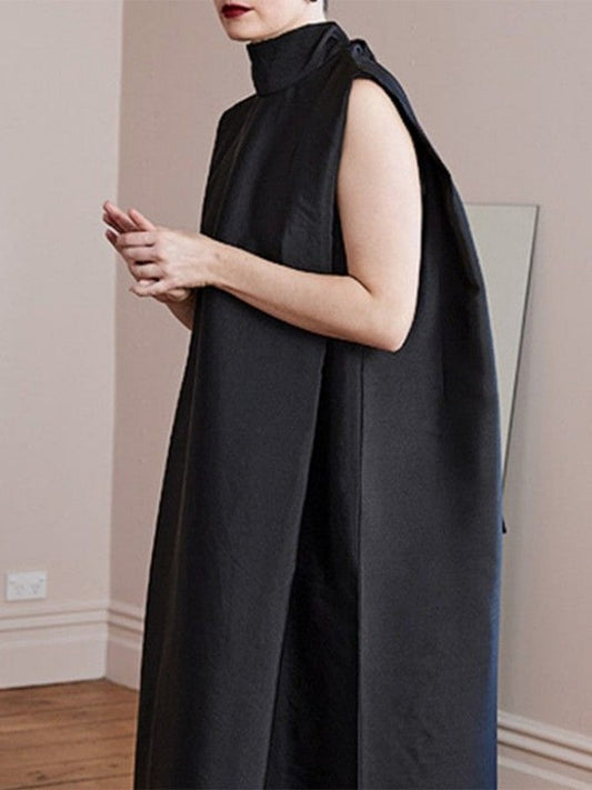 Robes longues amples à col haut et couleur unie 