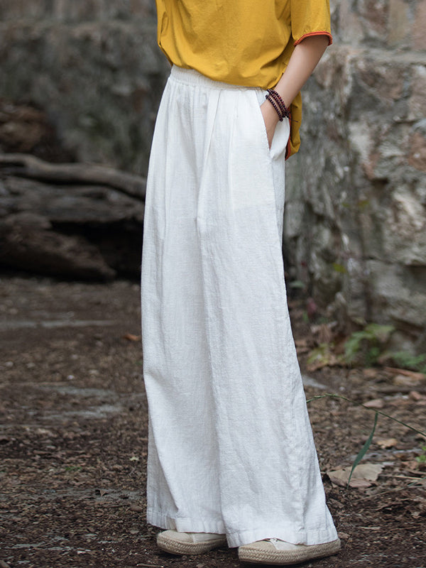 Elastische, einfarbige Hose mit weitem Bein 