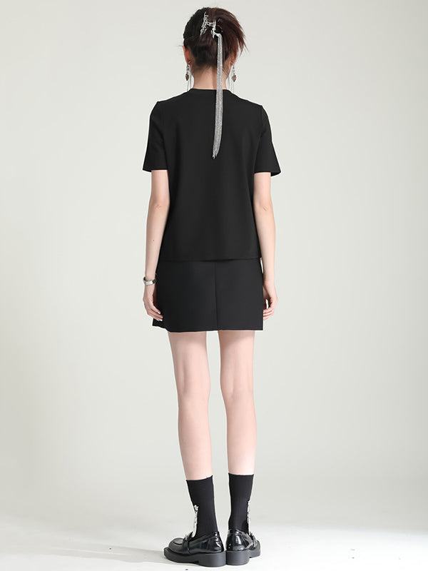 T-shirt original et élégant avec appliques de couleur contrastée 