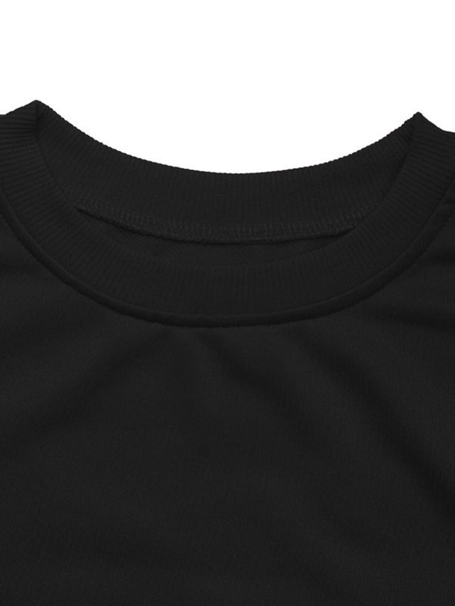Split-Joint Contrast Color Bow-Embellished Loose Long Sleeves Round-Neck Sweatshirt Tops