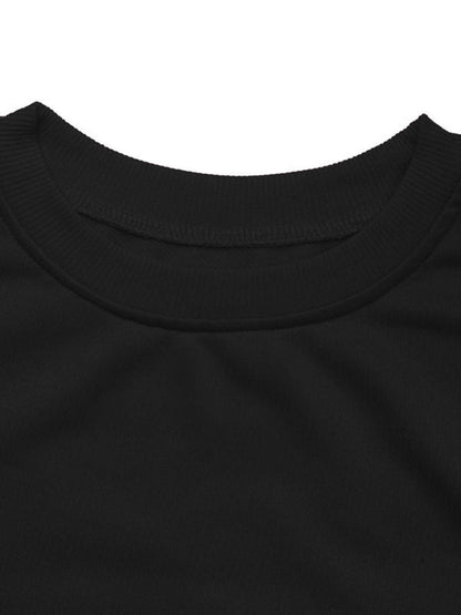 Split-Joint Contrast Color Bow-Embellished Loose Long Sleeves Round-Neck Sweatshirt Tops