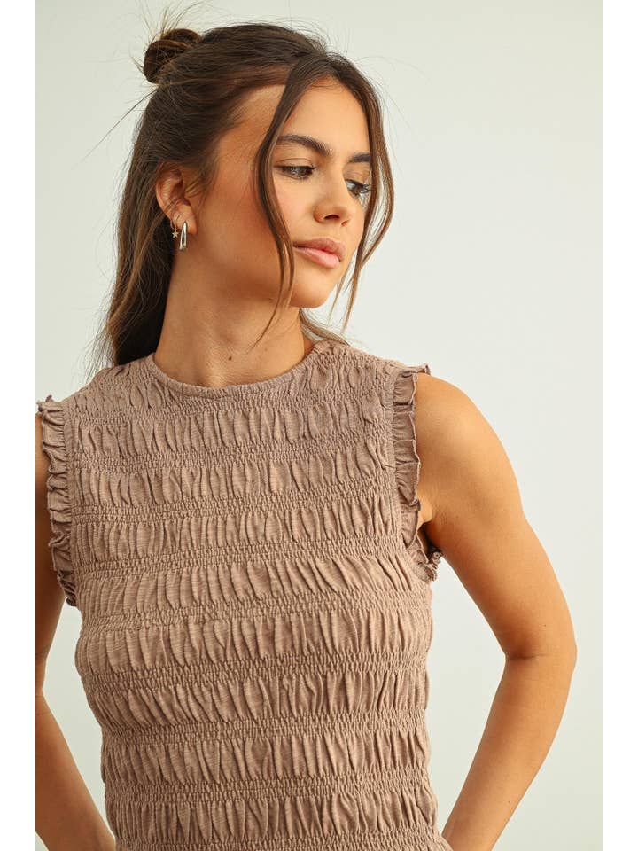 Sleeveless with All Over Smocking Top
