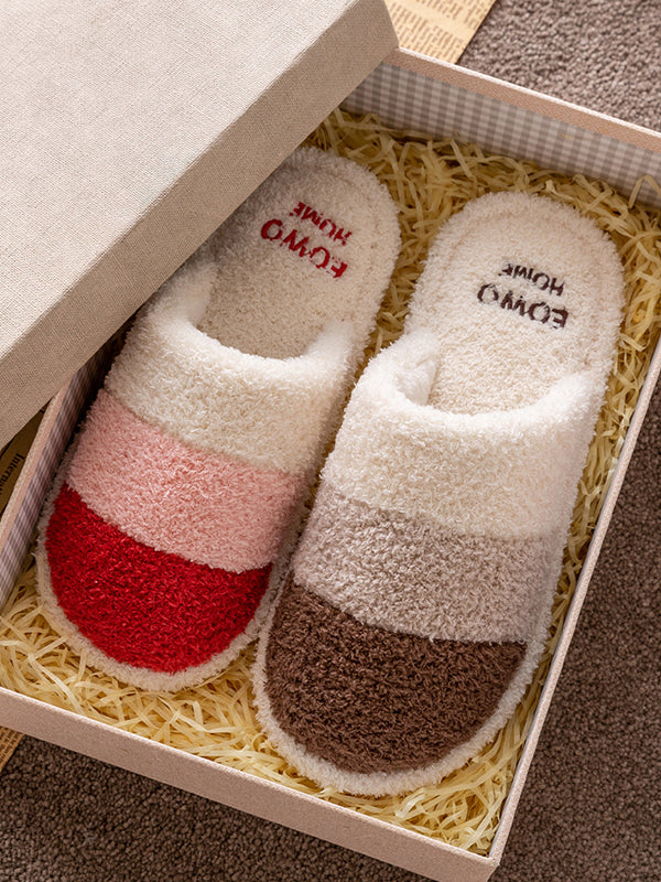 Indoor Non-Slip Keep Warm Striped Slippers