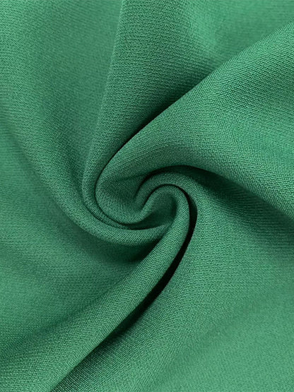 Robe longue trapèze taille haute plissée couleur unie à col rond et fente 