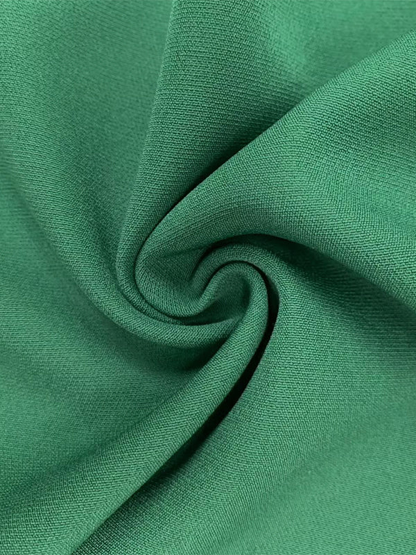 Robe longue trapèze taille haute plissée couleur unie à col rond et fente 