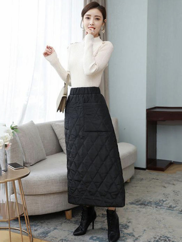 Vintage Loose Elasticity High-Waisted A-Line Padded Skirt Bottom