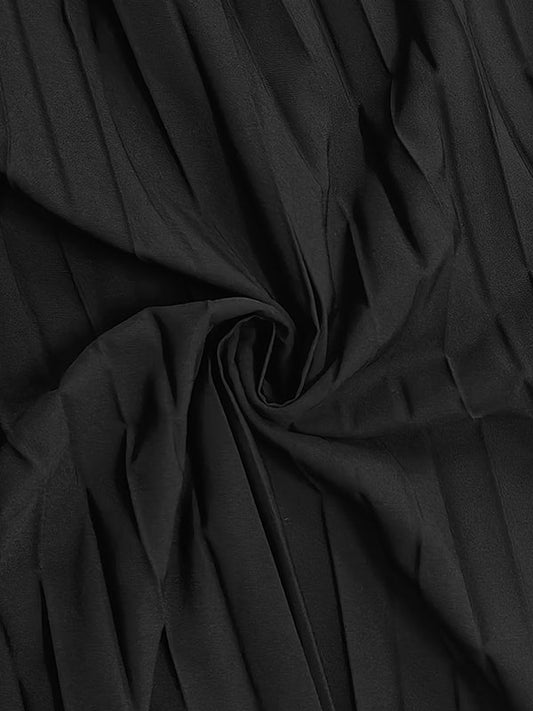 Robe longue moulante sans manches, plissée, couleur unie, à col montant et à fentes 