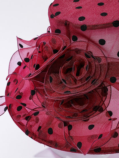 Flower Shape Gauze Polka Dot See-Through Split-Joint Sun Hat