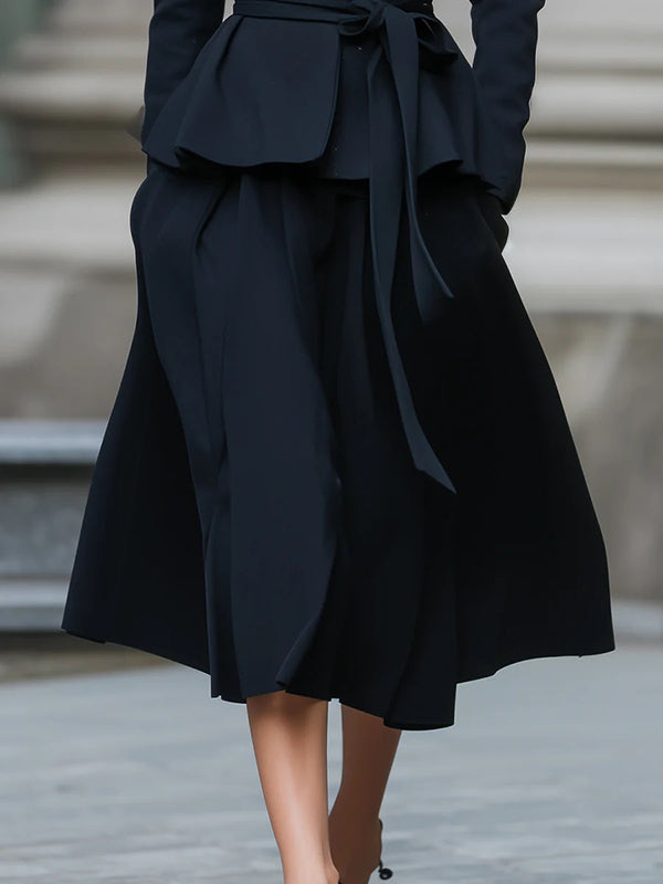 High Waisted Loose Pockets Solid Color Skirts Bottoms