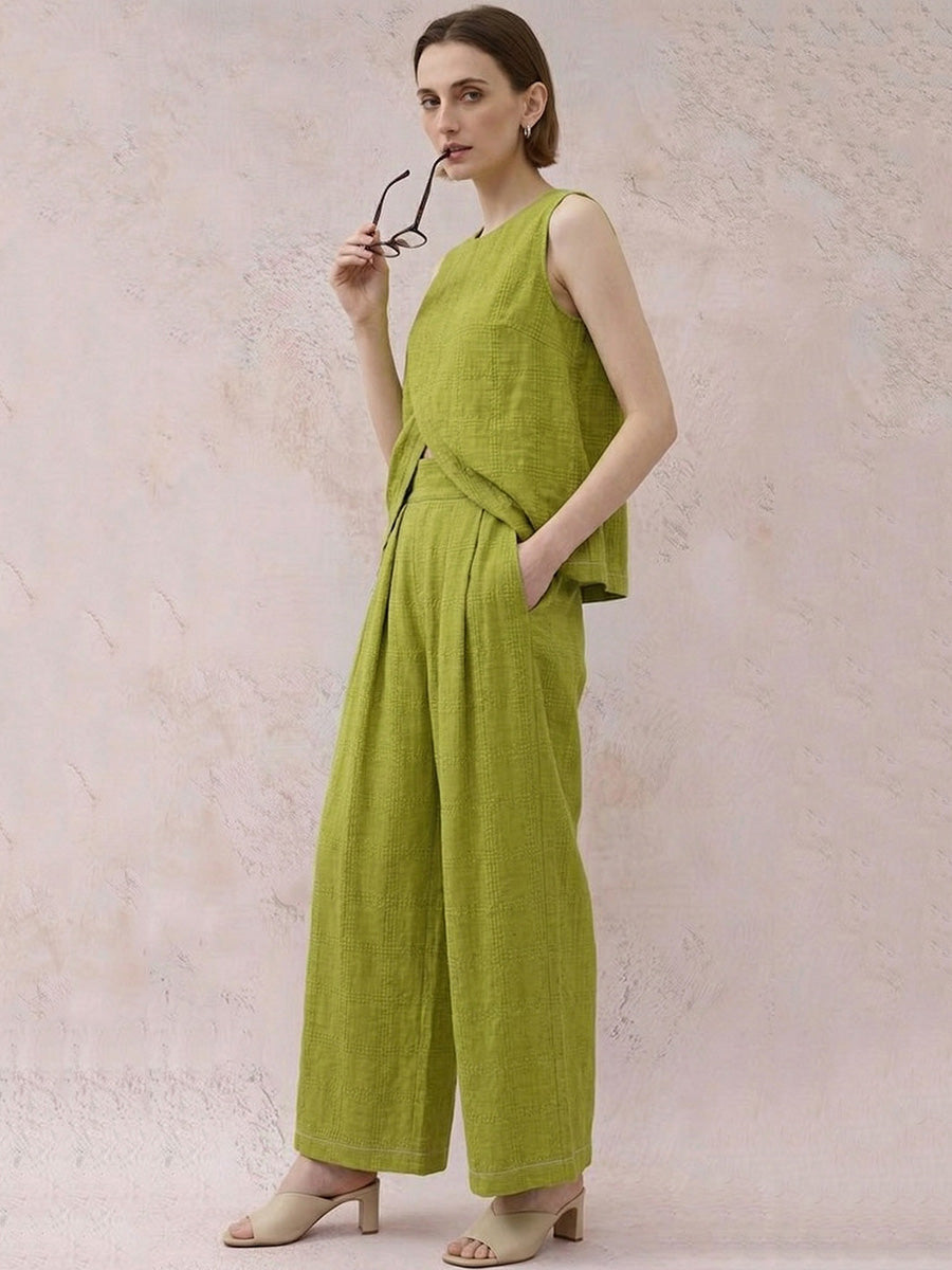 Loose Sleeveless Asymmetric Solid Color Round-Neck Blouses&Shirts Tops