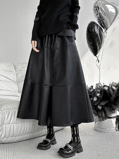 A-Line Hipster Solid Color Split-Joint Zipper Skirts Bottoms