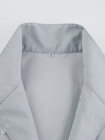 Long Sleeves Loose Solid Color Split-Joint High-Neck Blouses