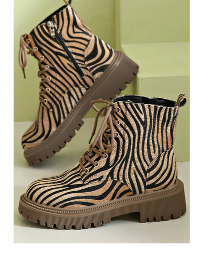 Jemima™ | Zebra Lace-Up Boots