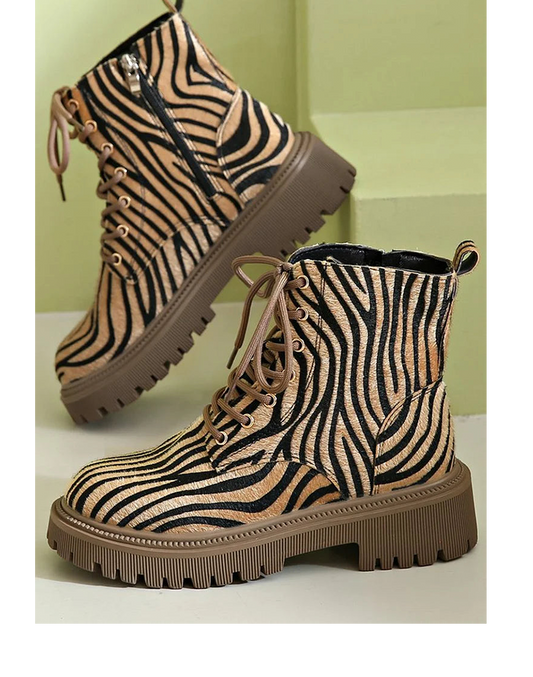 Jemima™ | Zebra Lace-Up Boots