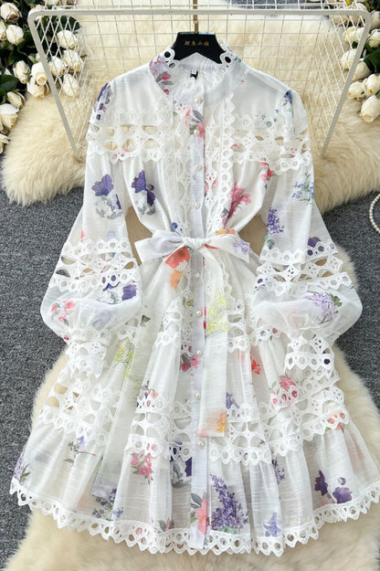 Alice Floral Print Lace Panelled Mini Dress