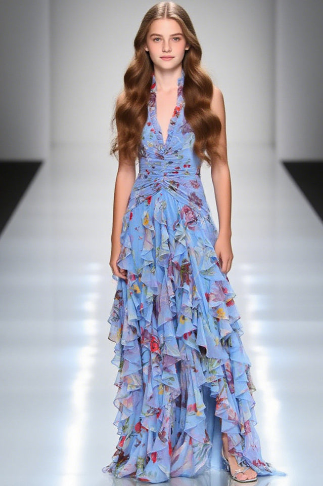 Paloma Ruffled Halter Maxi Dress