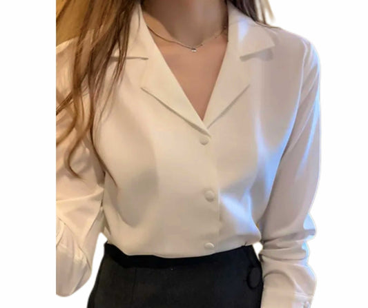 Women Button Down Blouse Shirt | Office Wear Long Sleeve Top