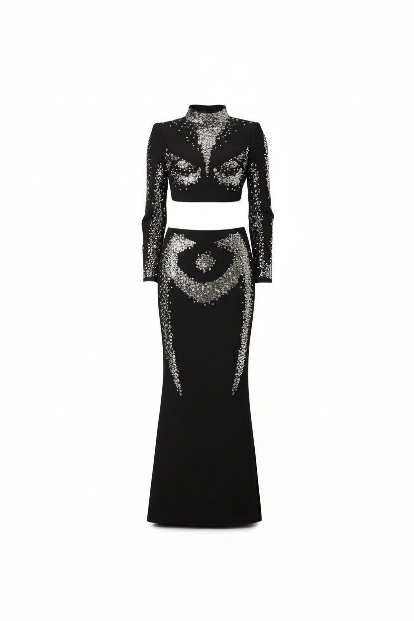 FRAN Long Sleeve Sequins Bodycon Set