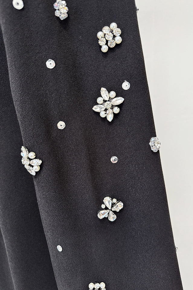 Crystal Cape Sleeve Maxi Dress