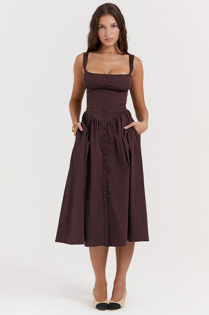 Rich Brown Midi Sundress Rich Brown